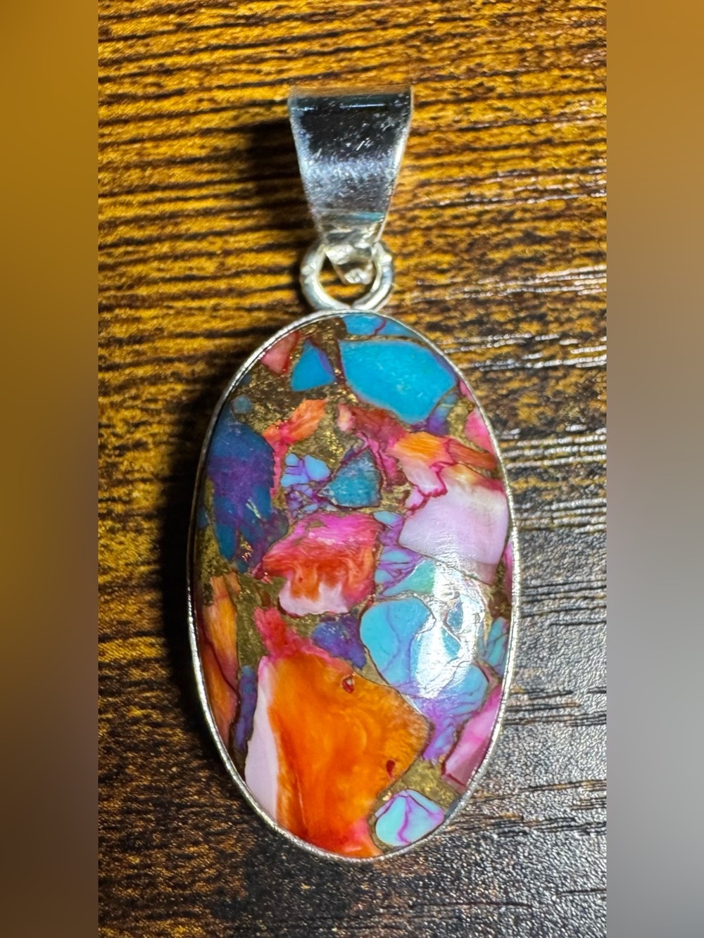 Spiny Oyster Turquoise Pendant set in 925 Sterling Silver